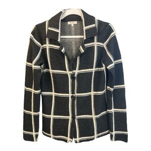 Bartolini Grid Pattern Cardigan Sweater Made in Italy Wool Cashmere Blend M WA1